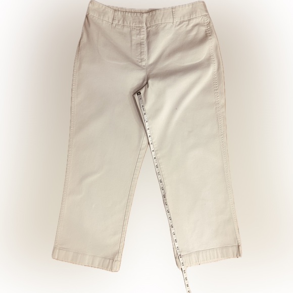 EUC LOFT SZ 10 Khaki cropped flat front stretch pants/waist 31” - Picture 7 of 7